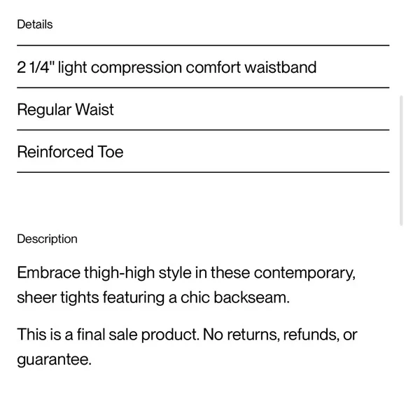 Sheertex Black Backseam  sheer resistant Thigh High Size small - Picture 6 of 6